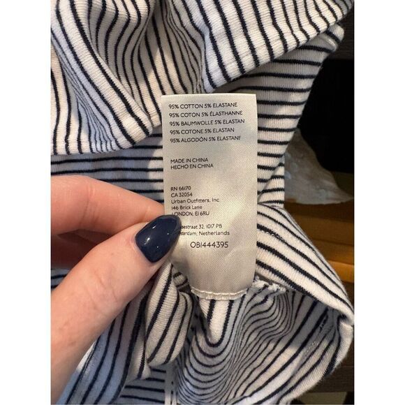 Maeve x Anthropologie Black & White Stripe Ruffle Neckline Blouse Size Small - Picture 4 of 5